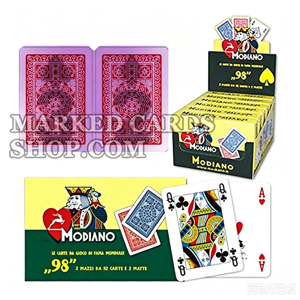 Cartas de jogo marcadas Modiano No.98 com índice de 4 pips de tamanho de pôquer