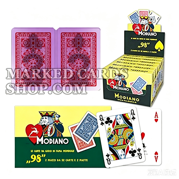 Cartas de jogo marcadas Modiano No.98 com índice de 4 pips de tamanho de pôquer